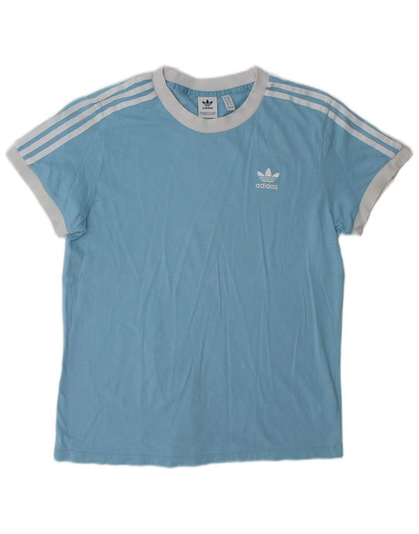 Adidas Womens T-Shirt Top UK 10 Small Blue Cotton Sports