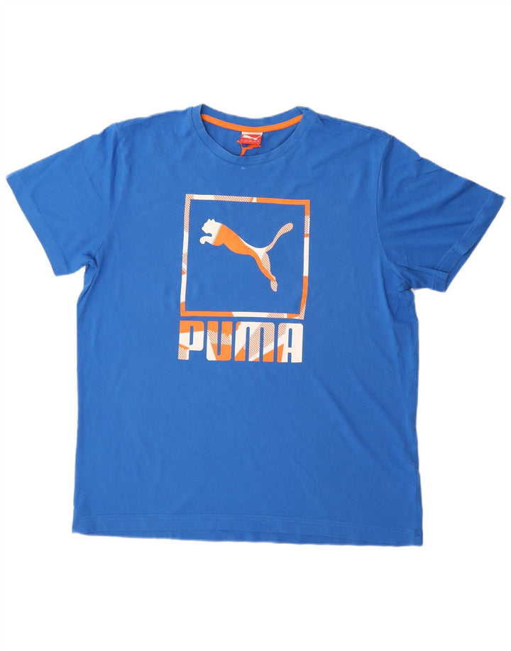 Puma Mens Graphic T-Shirt Top XL Blue Cotton