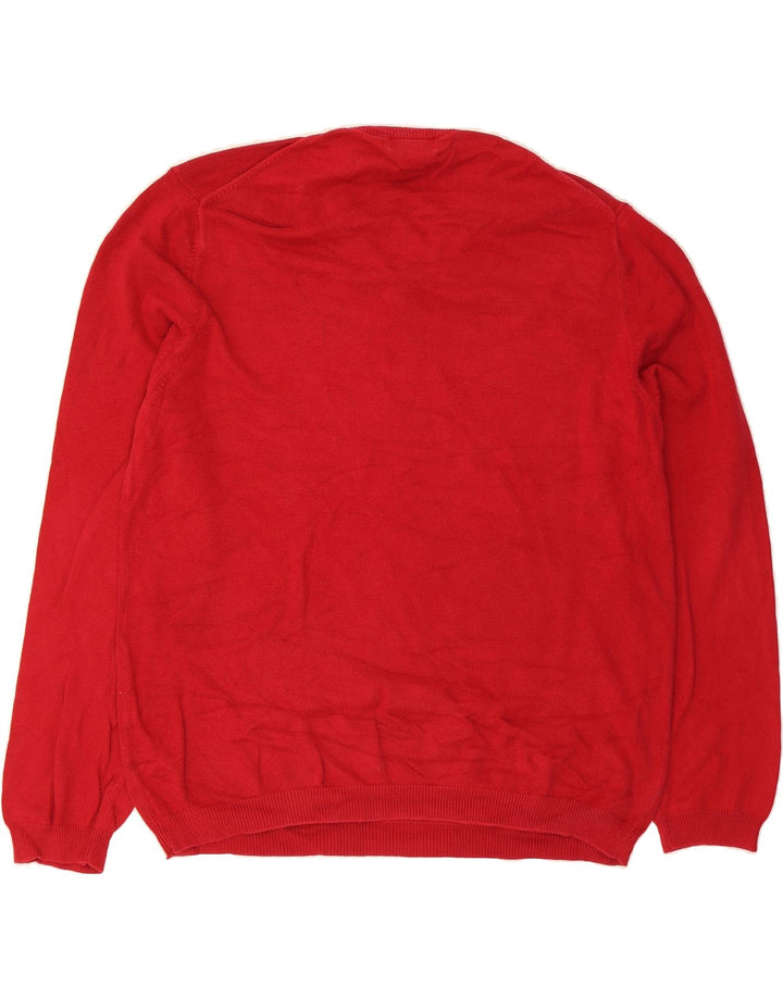 EDDIE BAUER Mens Tall V-Neck Jumper Sweater XL Red Cotton Vintage Eddie Bauer and Second-Hand Eddie Bauer from Messina Hembry 