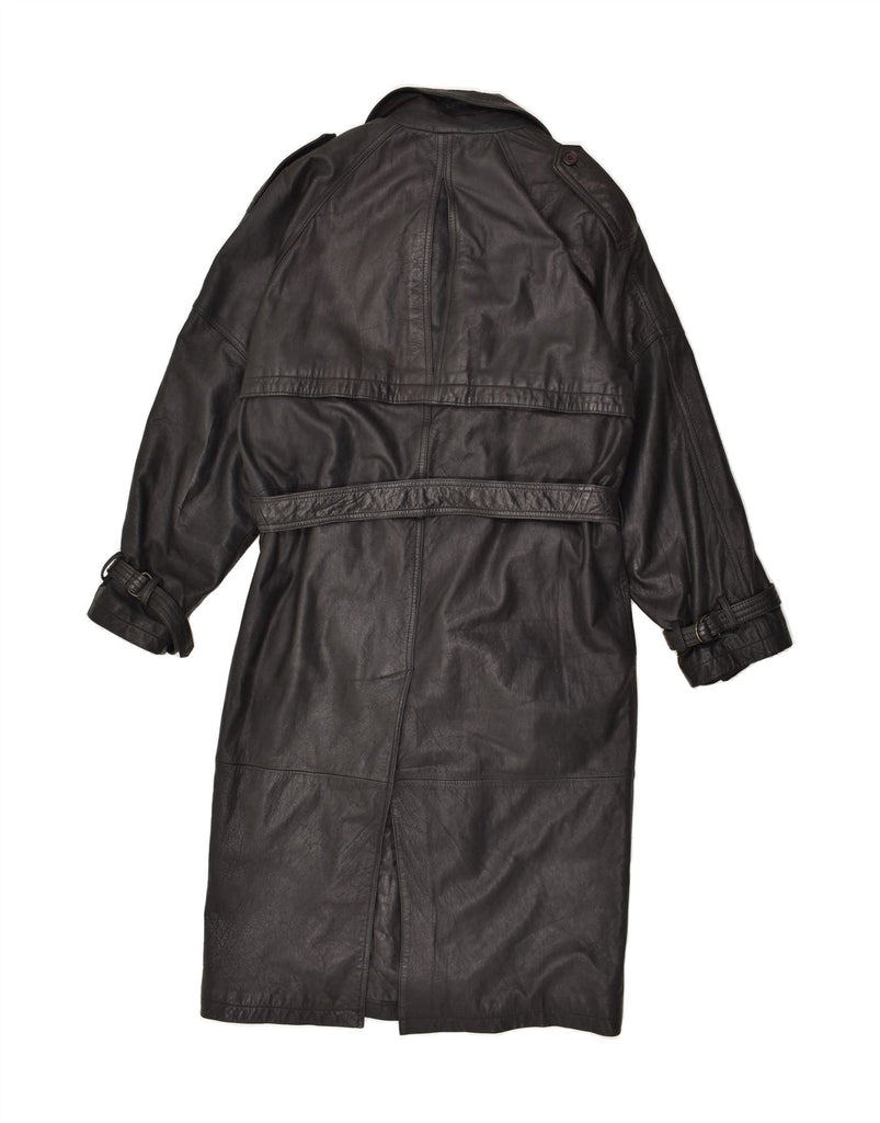 VINTAGE Mens Leather Coat IT 48 Medium Black Leather | Vintage Vintage | Thrift | Second-Hand Vintage | Used Clothing | Messina Hembry 