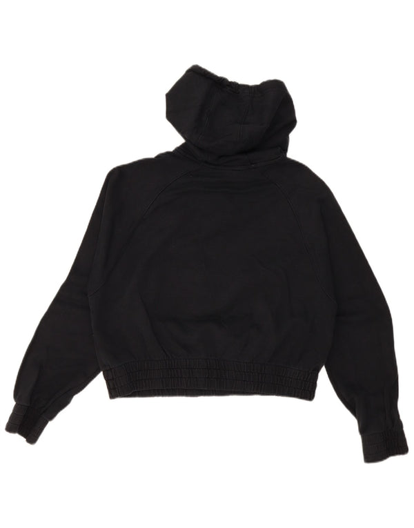 Nike Womens Oversized Crop Graphic Hoodie Jumper UK 10 Small Black Cotton
