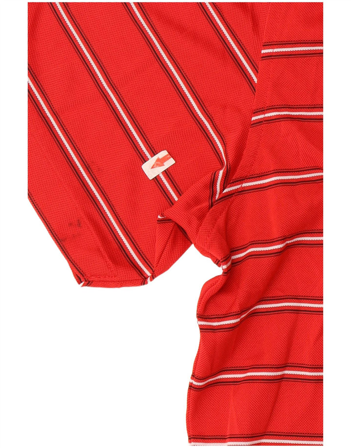 Izod Mens Golf Polo Shirt 2XL Red Striped Polyester