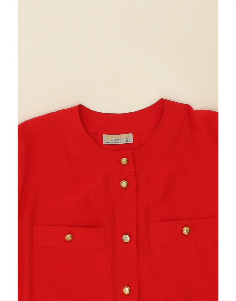 AQUASCUTUM Womens Long Sleeve Shirt Blouse UK 14 Medium Red Polyester | Vintage Aquascutum | Thrift | Second-Hand Aquascutum | Used Clothing | Messina Hembry 