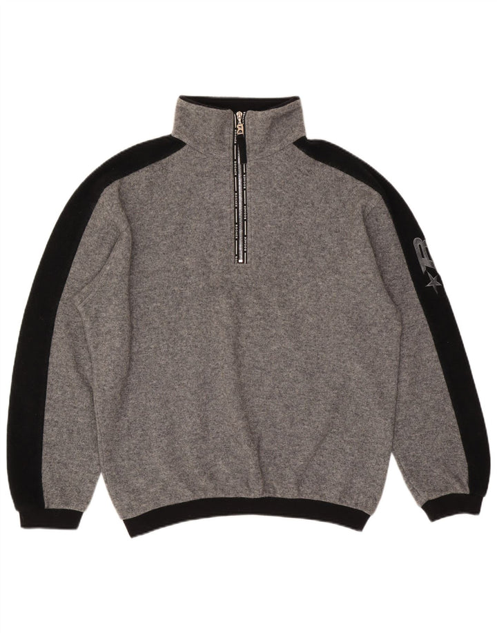 Bogner Mens Graphic Zip Neck Jumper Sweater Large Grey Colourblock Wool