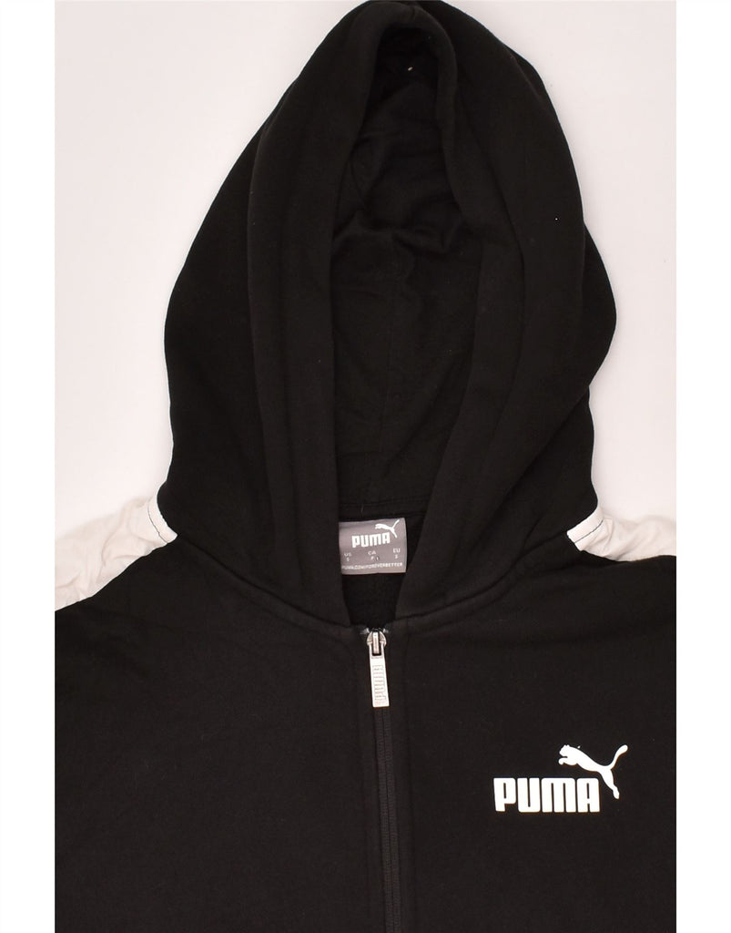 PUMA Mens Zip Hoodie Sweater Small Black Colourblock Cotton | Vintage Puma | Thrift | Second-Hand Puma | Used Clothing | Messina Hembry 