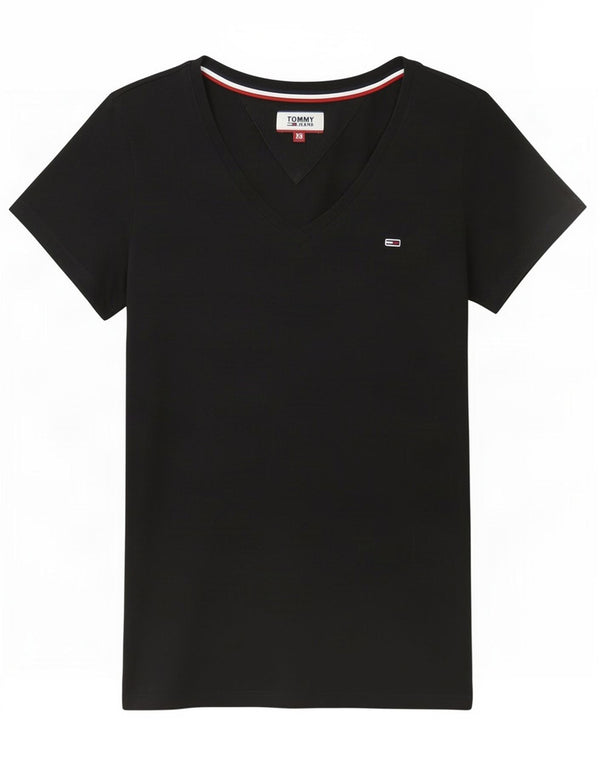 Tommy Hilfiger Womens T-Shirt Top UK 6 XS Black Cotton