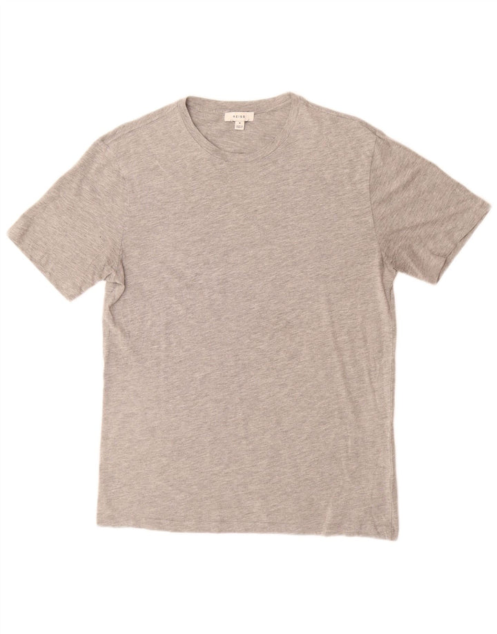 REISS Womens T-Shirt Top UK 14 Medium Grey Cotton