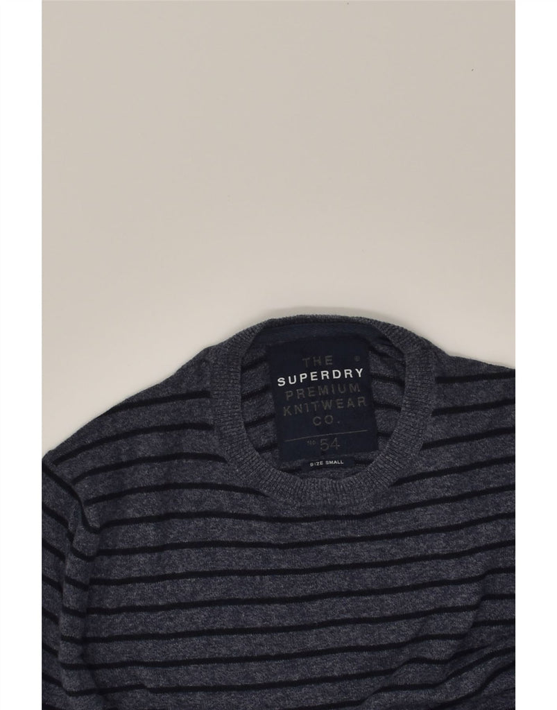 SUPERDRY Mens Premium Crew Neck Jumper Sweater Small Navy Blue Striped | Vintage Superdry | Thrift | Second-Hand Superdry | Used Clothing | Messina Hembry 