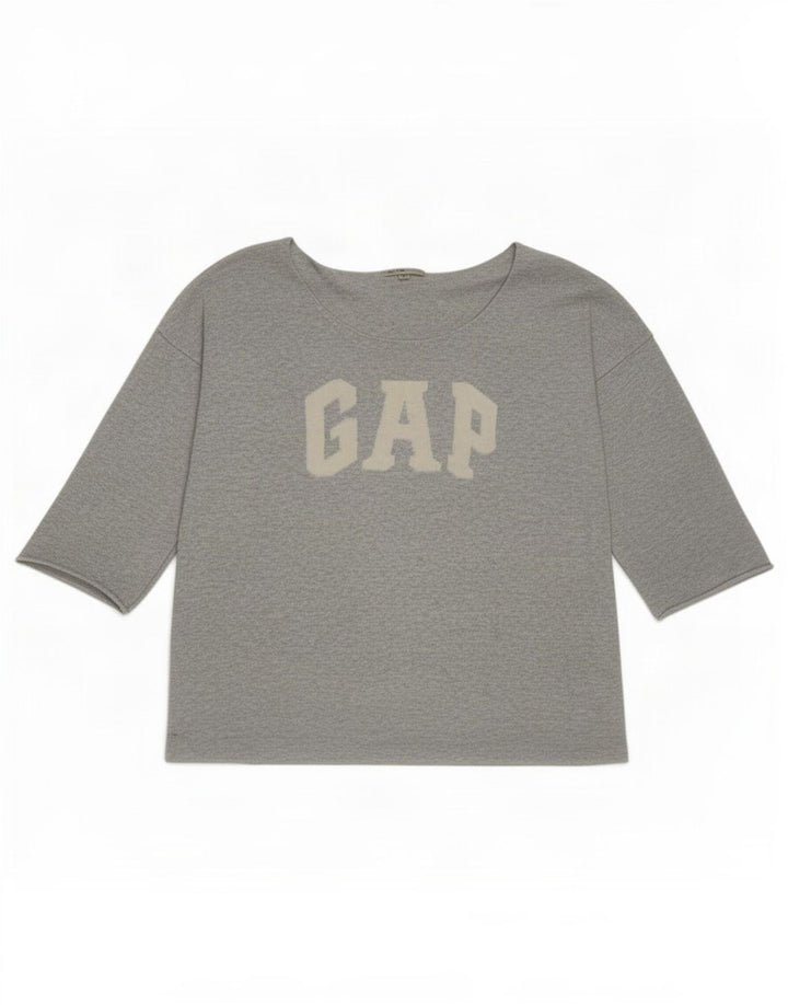 Gap Womens Graphic Top 3/4 Sleeve UK 16 Large Grey