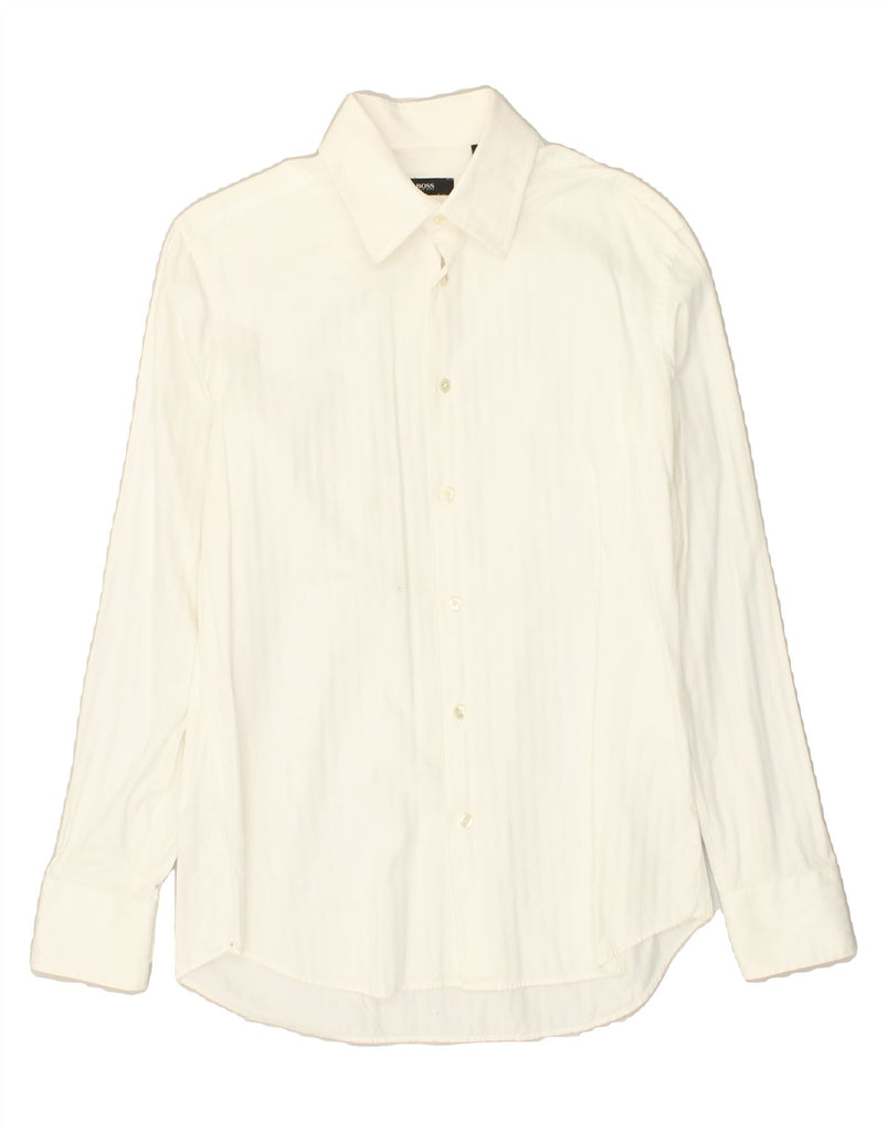 HUGO BOSS Mens Shirt Size 15 3/4 40 Medium White Cotton | Vintage Hugo Boss | Thrift | Second-Hand Hugo Boss | Used Clothing | Messina Hembry 