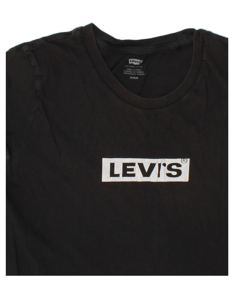 LEVI'S Womens Graphic T-Shirt Top UK 12 Medium Black Cotton | Vintage Levi's | Thrift | Second-Hand Levi's | Used Clothing | Messina Hembry 