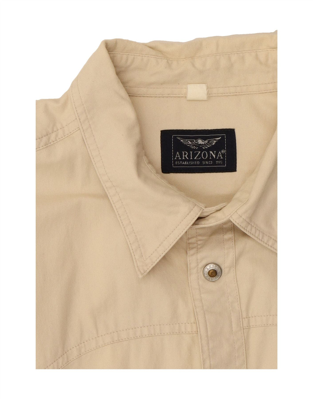 ARIZONA Mens Short Sleeve Shirt XL Beige Cotton Vintage Arizona and Second-Hand Arizona from Messina Hembry 