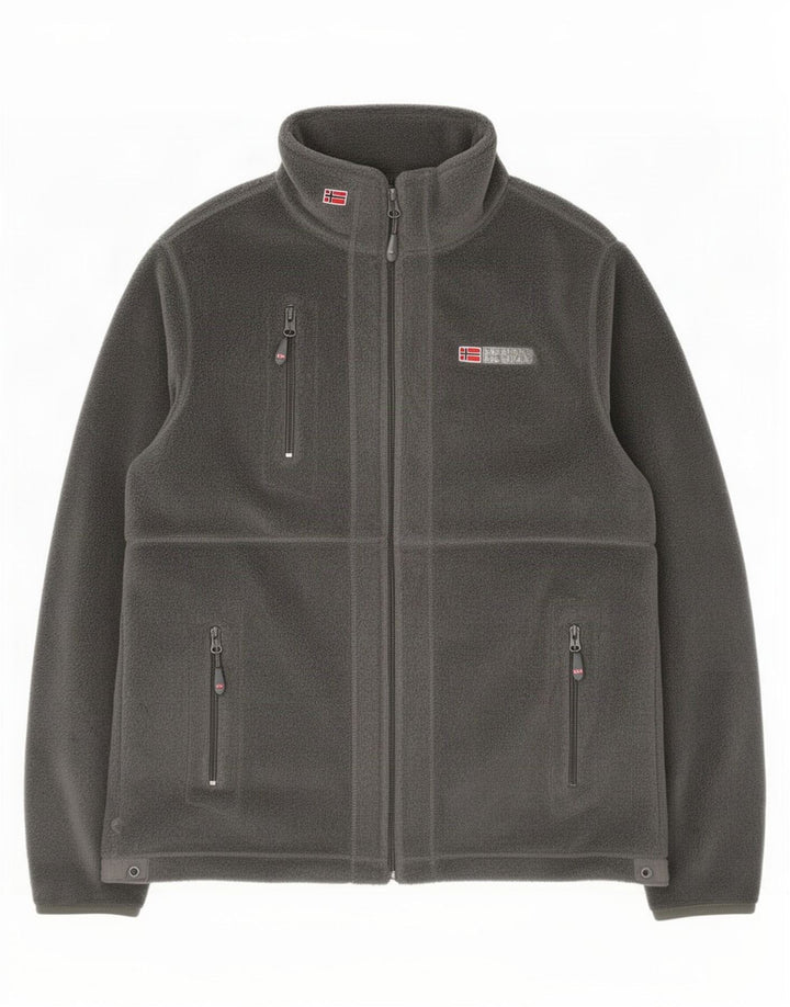 Geographical Norway Mens Fleece Jacket UK 38 Medium Grey Polyester