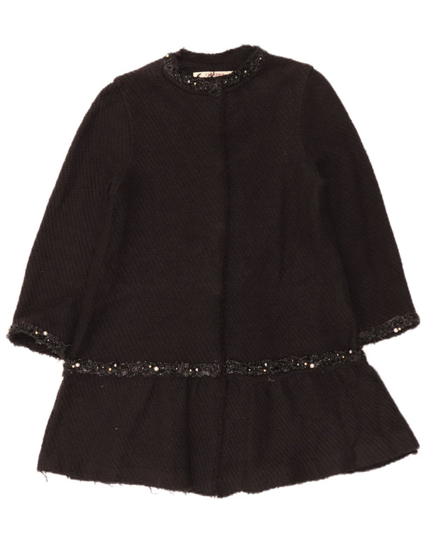 Zara Womens Overcoat UK 12 Medium Black Cotton