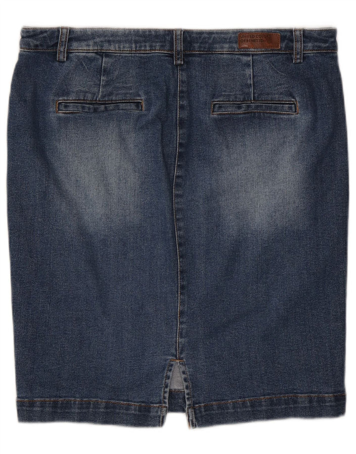Benetton Womens Low Waist Denim Skirt W34 Large Blue