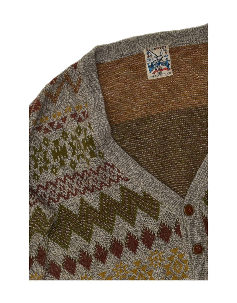 VINTAGE Mens Cardigan Sweater 3XL Grey Fair Isle Wool | Vintage Vintage | Thrift | Second-Hand Vintage | Used Clothing | Messina Hembry 