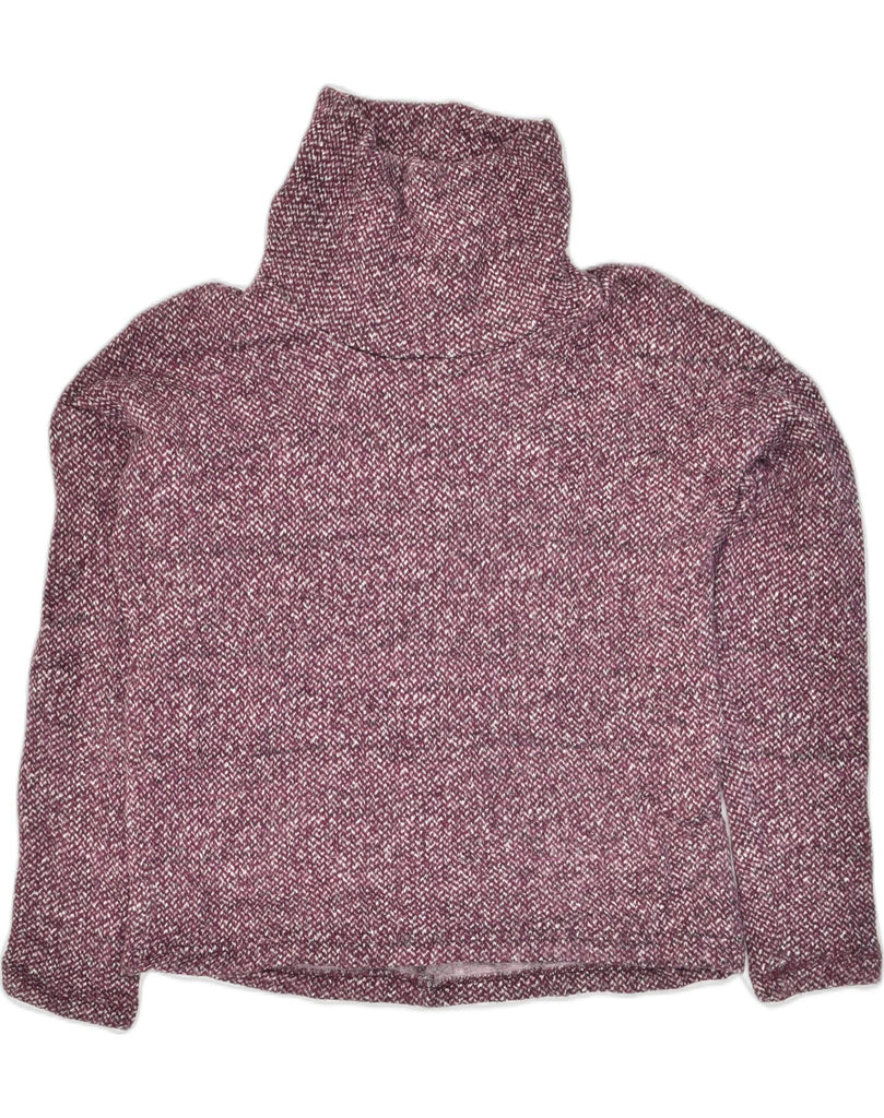 COLUMBIA Womens Roll Neck Jumper Sweater UK 10 Small Maroon Flecked | Vintage Columbia | Thrift | Second-Hand Columbia | Used Clothing | Messina Hembry 