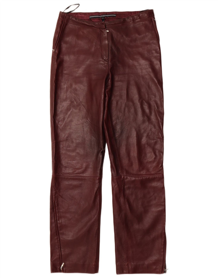 ESCADA Womens Straight Trousers EU 38 Medium W32 L31 Maroon Leather
