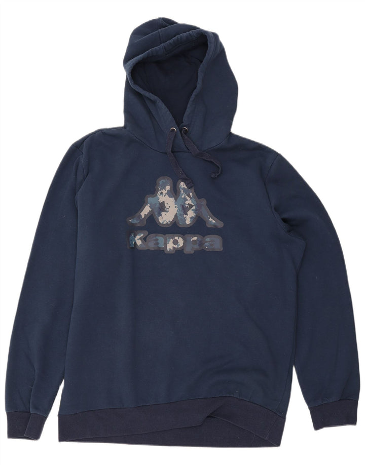 Kappa Mens Graphic Hoodie Jumper XL Navy Blue Cotton