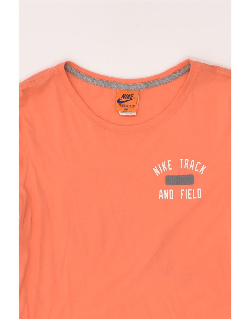 NIKE Womens Graphic T-Shirt Top UK 12 Medium Orange Cotton | Vintage Nike | Thrift | Second-Hand Nike | Used Clothing | Messina Hembry 