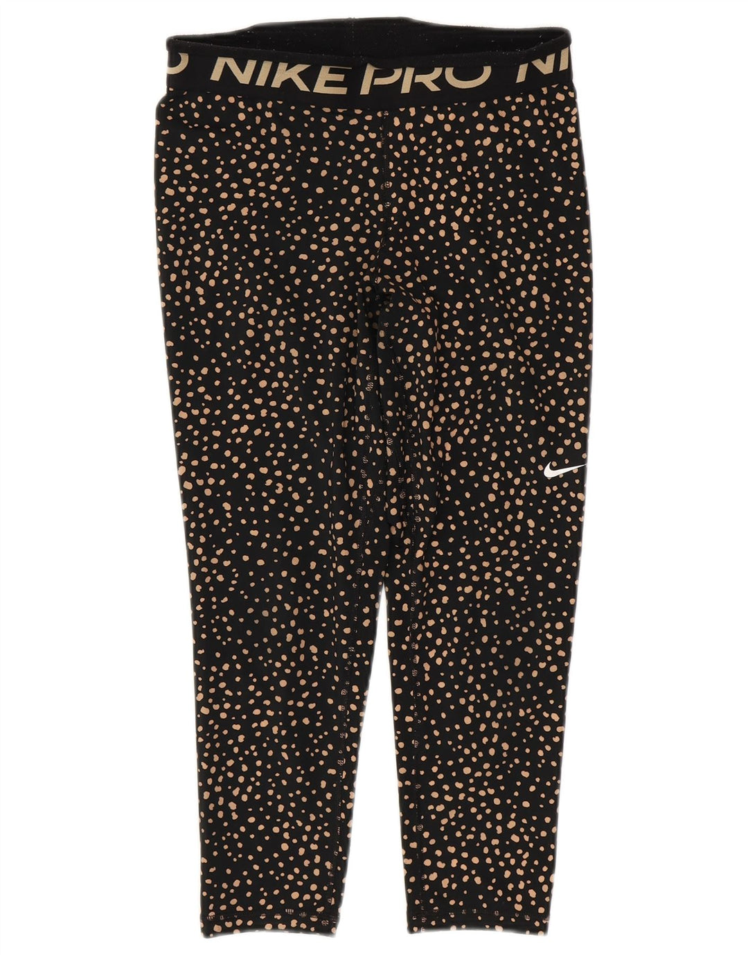 NIKE Womens Graphic Capri Leggings UK 12 Medium  Black Spotted Polyester