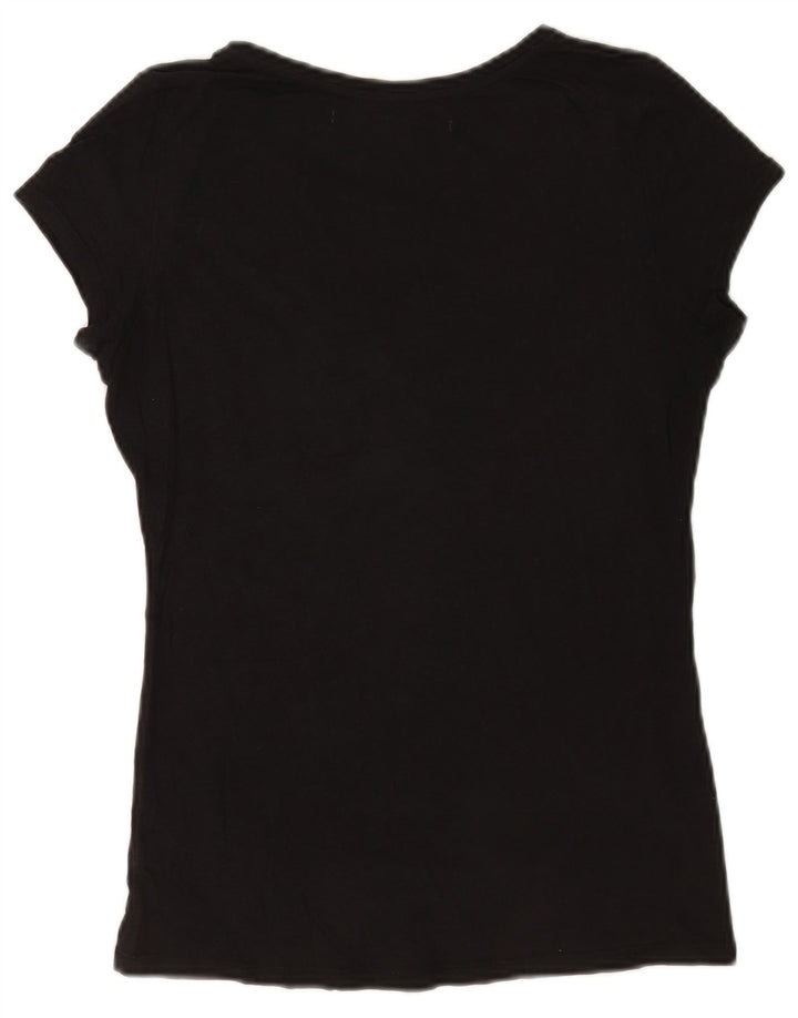 Zara Womens Graphic T-Shirt Top UK 12 Medium Black