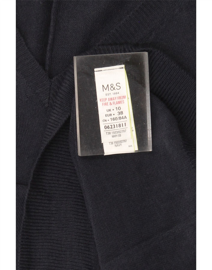 MARKS & SPENCER Womens V-Neck Jumper Sweater UK 10 Small Navy Blue