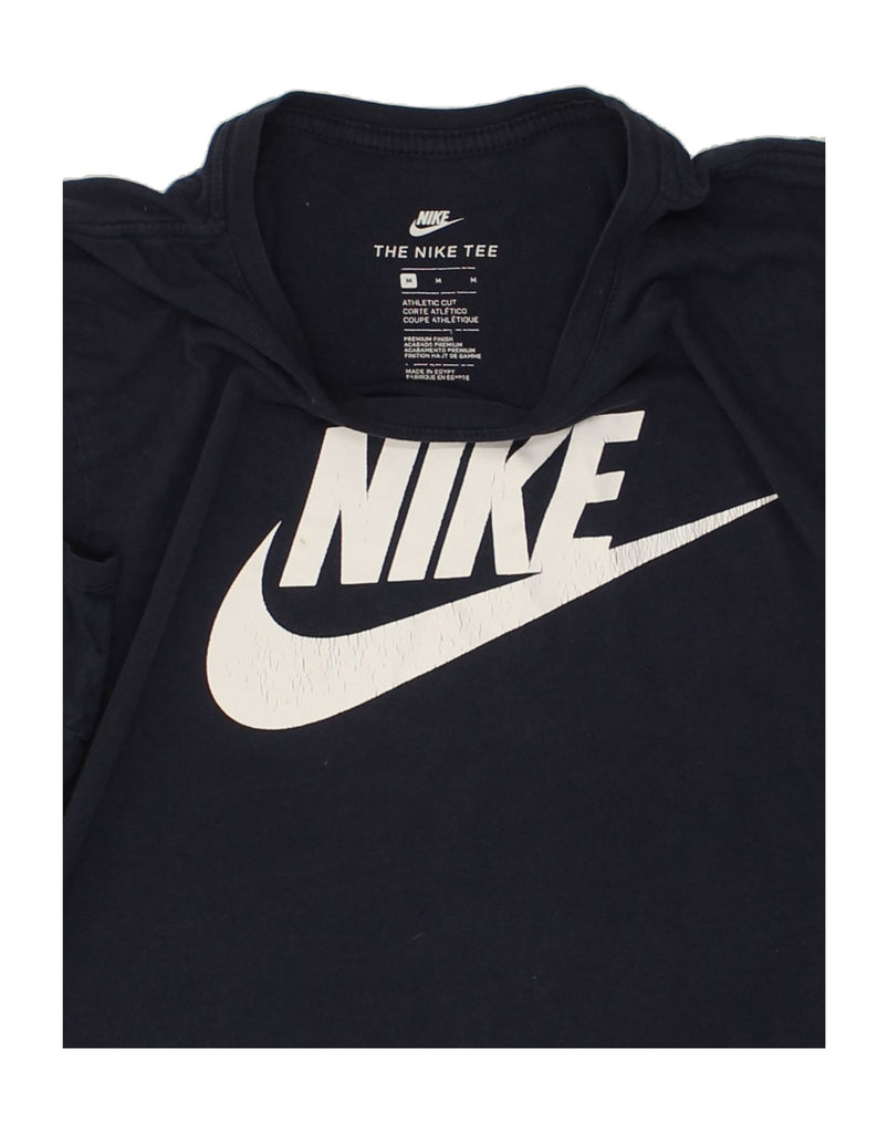 NIKE Mens Athletic Cut Graphic T-Shirt Top Medium Navy Blue Cotton Vintage Nike and Second-Hand Nike from Messina Hembry 