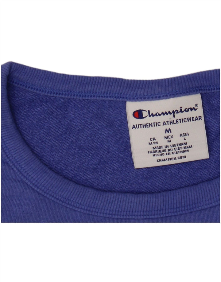 CHAMPION Womens Crop Oversized Sweatshirt Jumper UK 14 Medium Blue