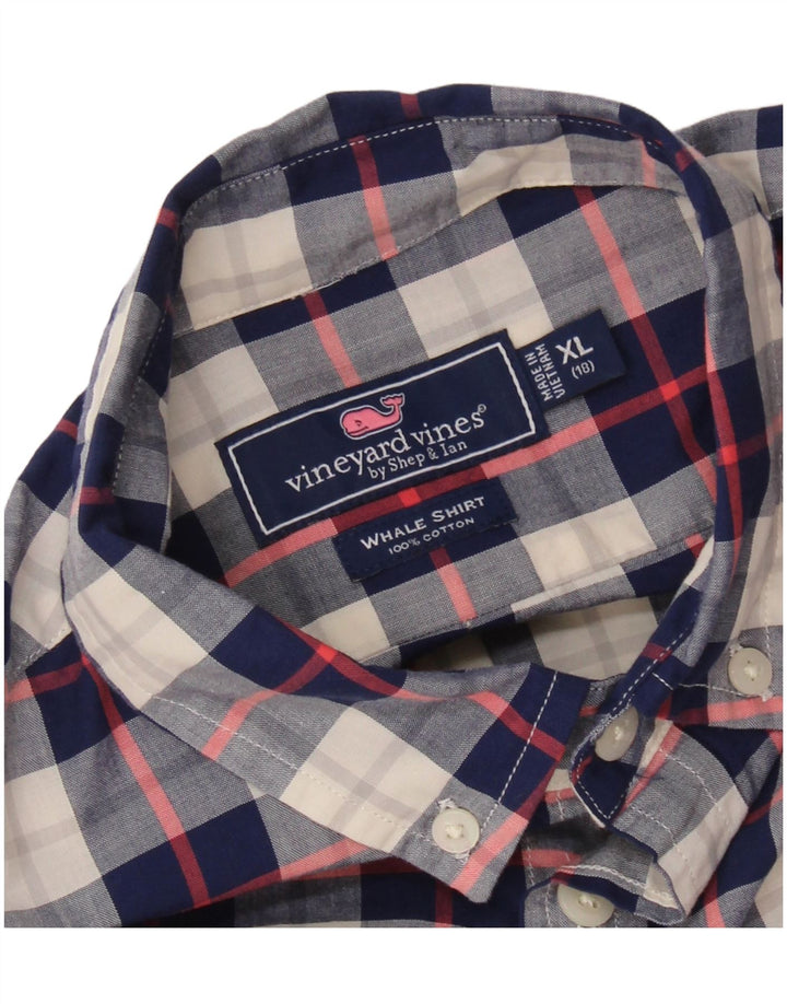 VINEYARD VINES Boys Shirt 15-16 Years XL Navy Blue Check Cotton