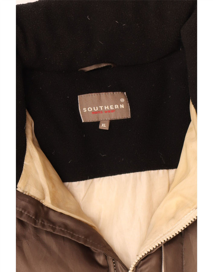 Southern Mens Padded Jacket UK 42 XL Brown Colourblock Polyester