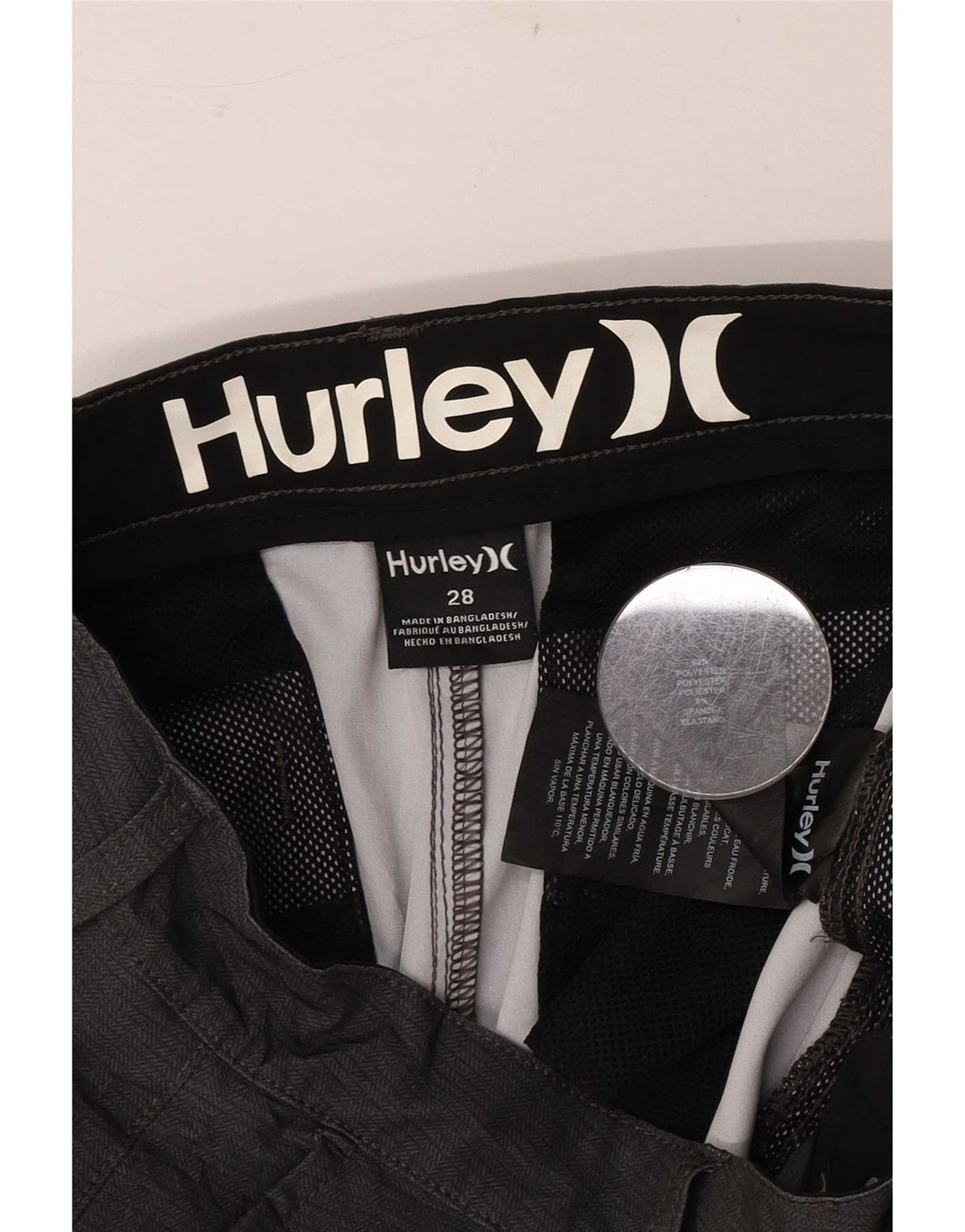 Hurley Mens Chino Shorts W28 Small Grey Polyester