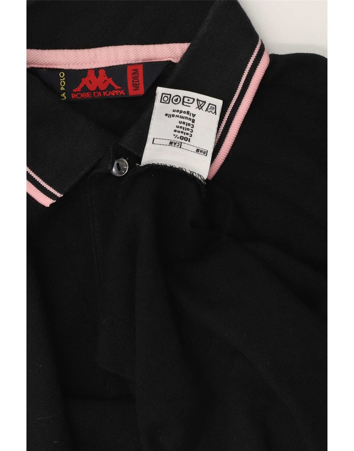 Kappa Mens Polo Shirt Medium Black Striped Cotton