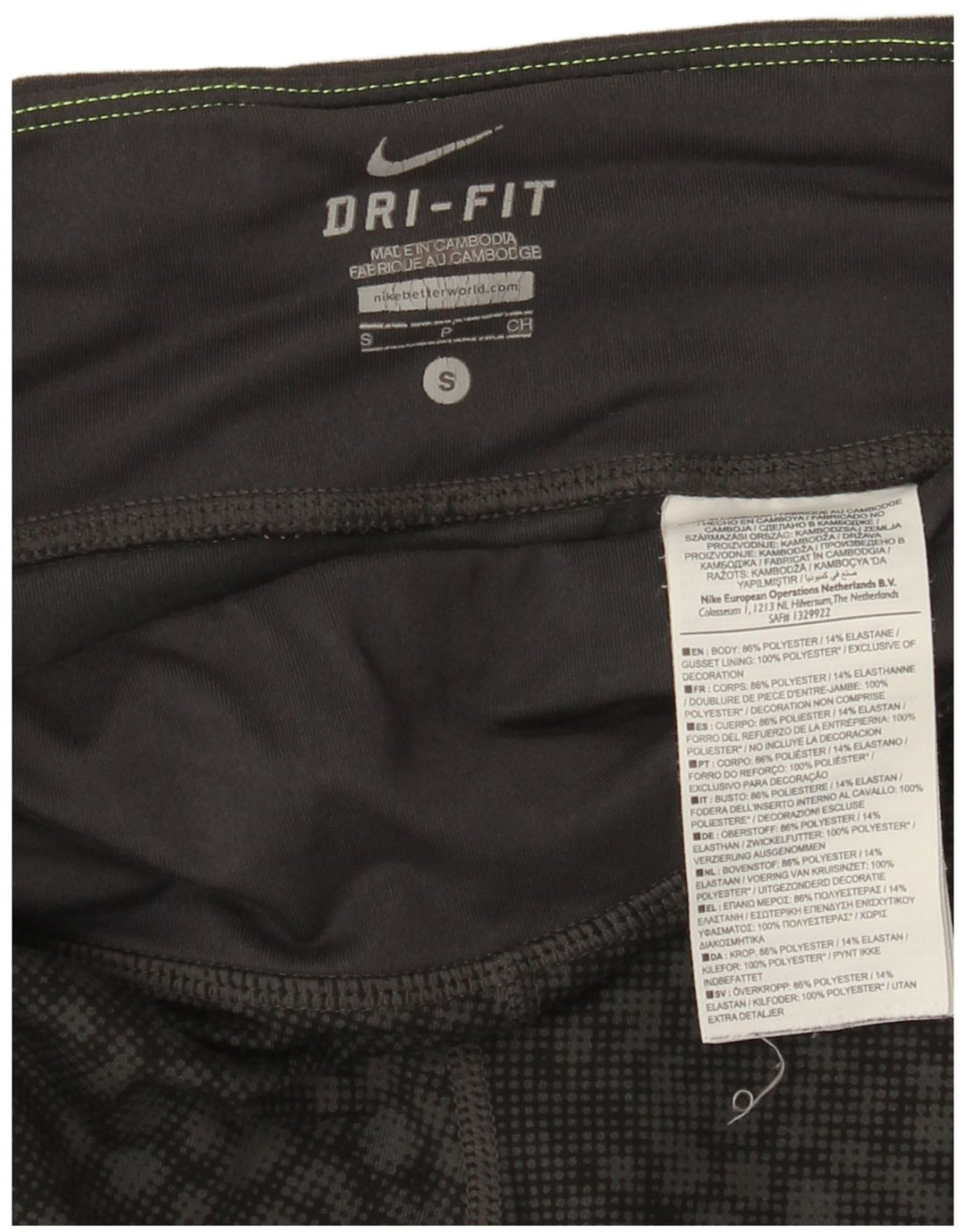 Nike Womens Dri Fit Capri Leggings UK 8 Small Black Geometric Polyester