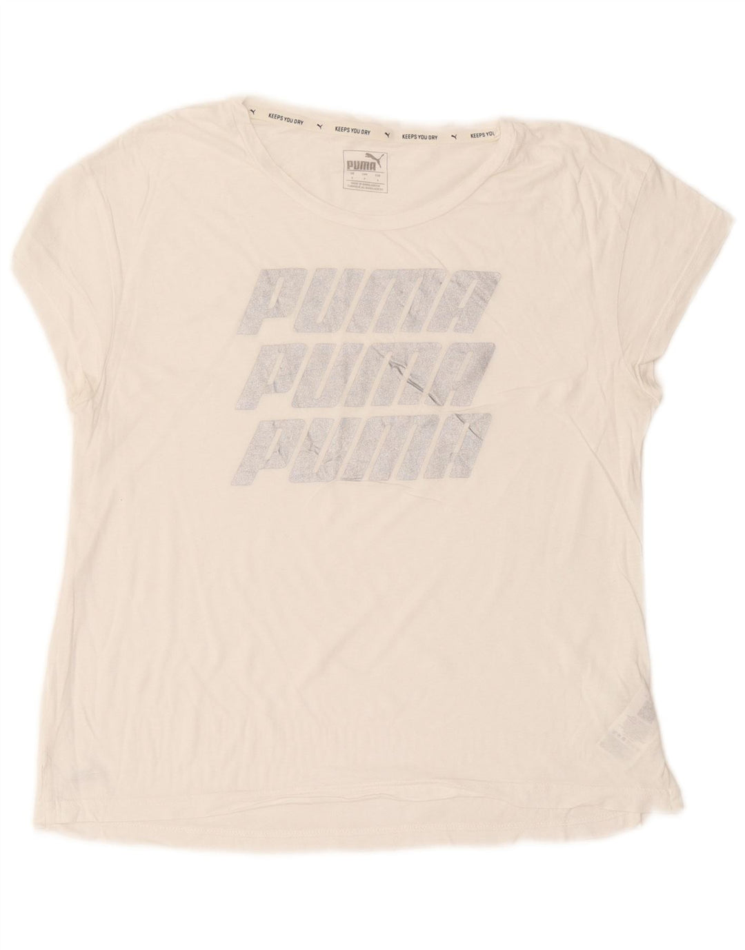 Puma Womens Oversized Graphic T-Shirt Top UK 10 Small White Cotton