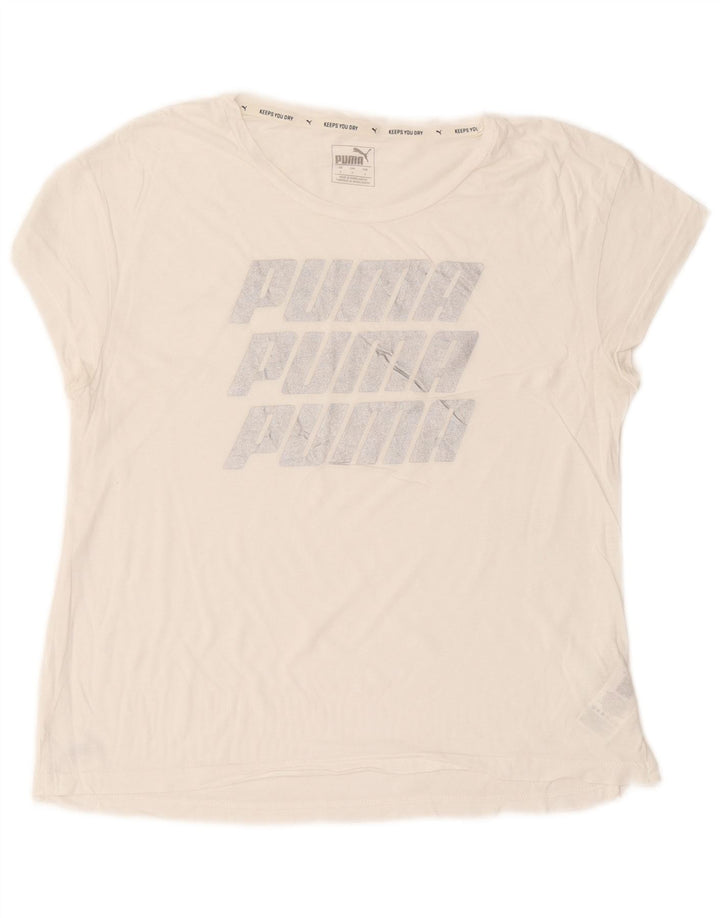 Puma Womens Oversized Graphic T-Shirt Top UK 10 Small White Cotton