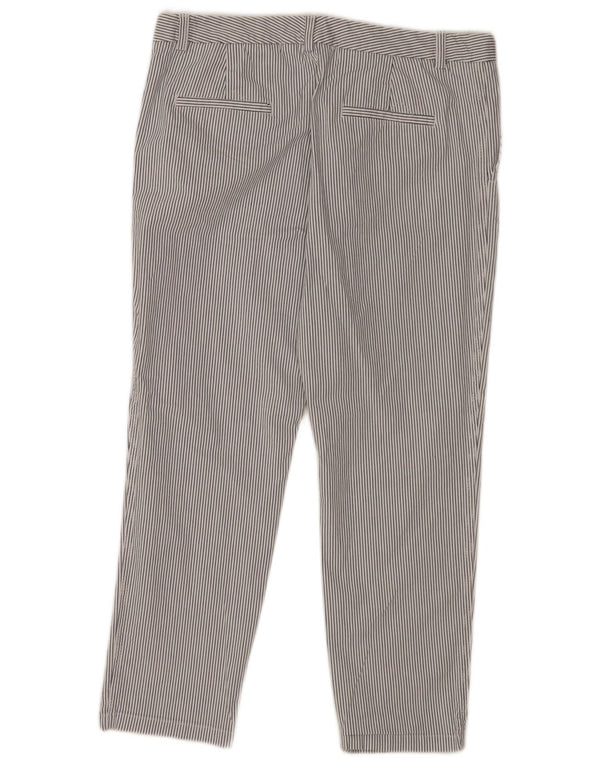 Marks & Spencer Womens Cropped Trousers UK 14 Large W32 L25 White Pinstripe
