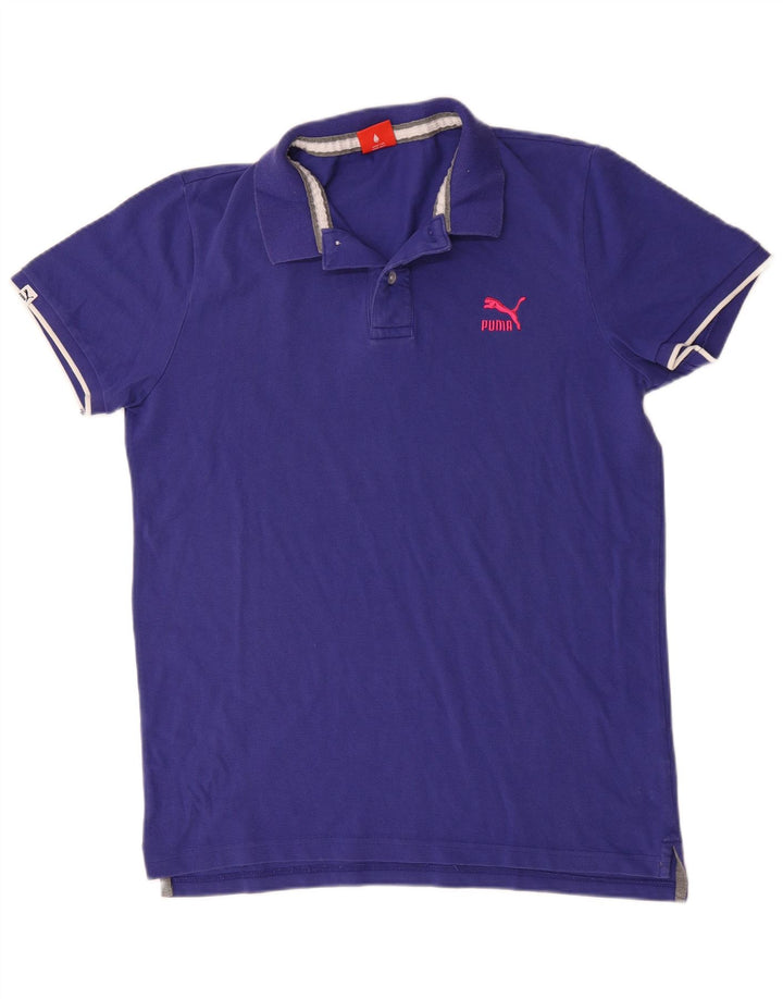 Puma Mens Polo Shirt Large Blue Cotton