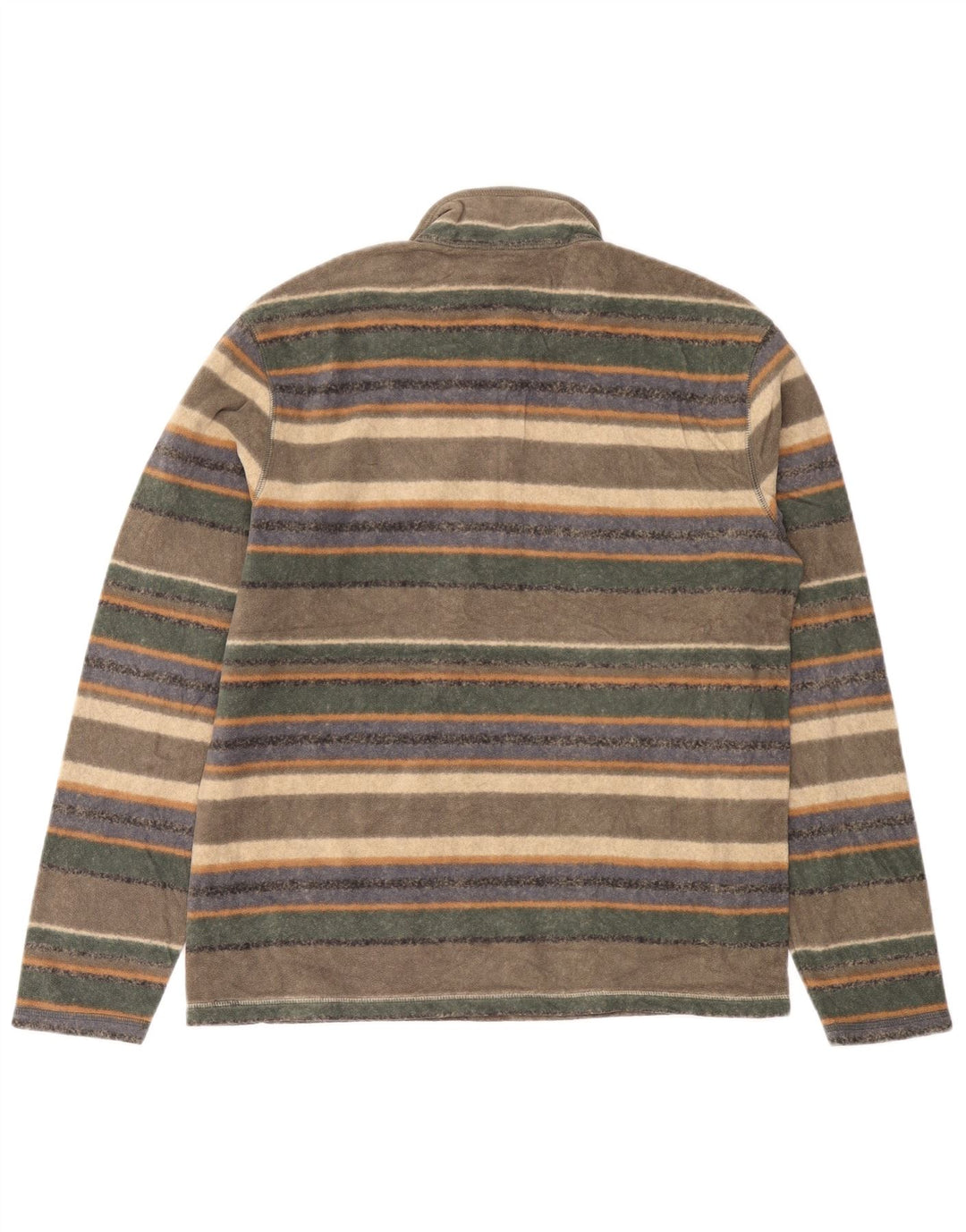 EDDIE BAUER Mens Zip Neck Fleece Jumper Medium Multicoloured Striped