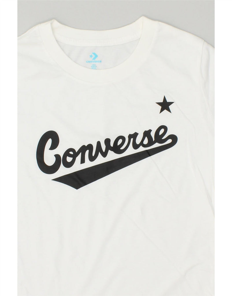 CONVERSE Womens Graphic T-Shirt Top UK 10 Small White Cotton | Vintage Converse | Thrift | Second-Hand Converse | Used Clothing | Messina Hembry 