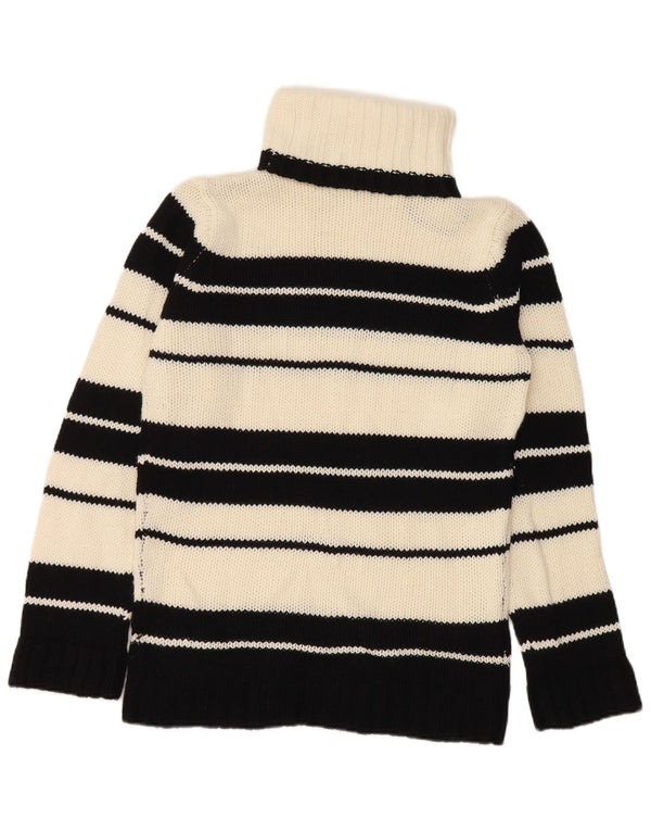 OKAY Womens Roll Neck Jumper Sweater EU 40 Medium Black Striped