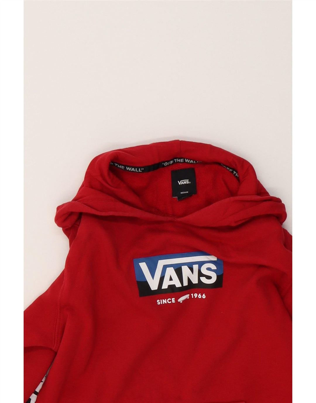 VANS Womens Graphic Hoodie Jumper UK 14 Medium Red Cotton Vintage Vans and Second-Hand Vans from Messina Hembry 