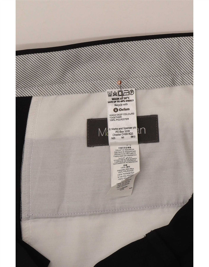 Marks & Spencer Mens Straight Casual Trousers W36 L31 Navy Blue Polyester