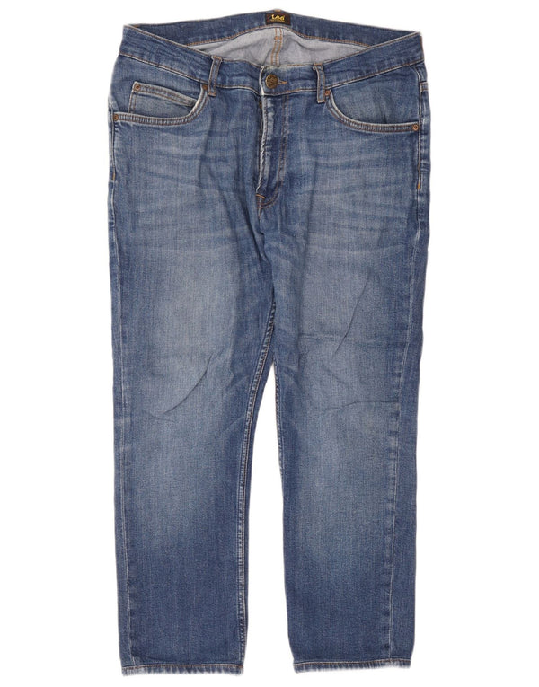 Lee Mens Rider Cropped Jeans W33 L24 Blue Cotton