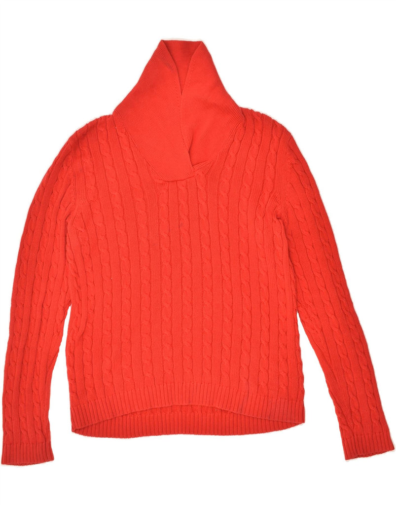 RALPH LAUREN Womens Shawl Neck Jumper Sweater UK 14 Medium Red Cotton | Vintage Ralph Lauren | Thrift | Second-Hand Ralph Lauren | Used Clothing | Messina Hembry 