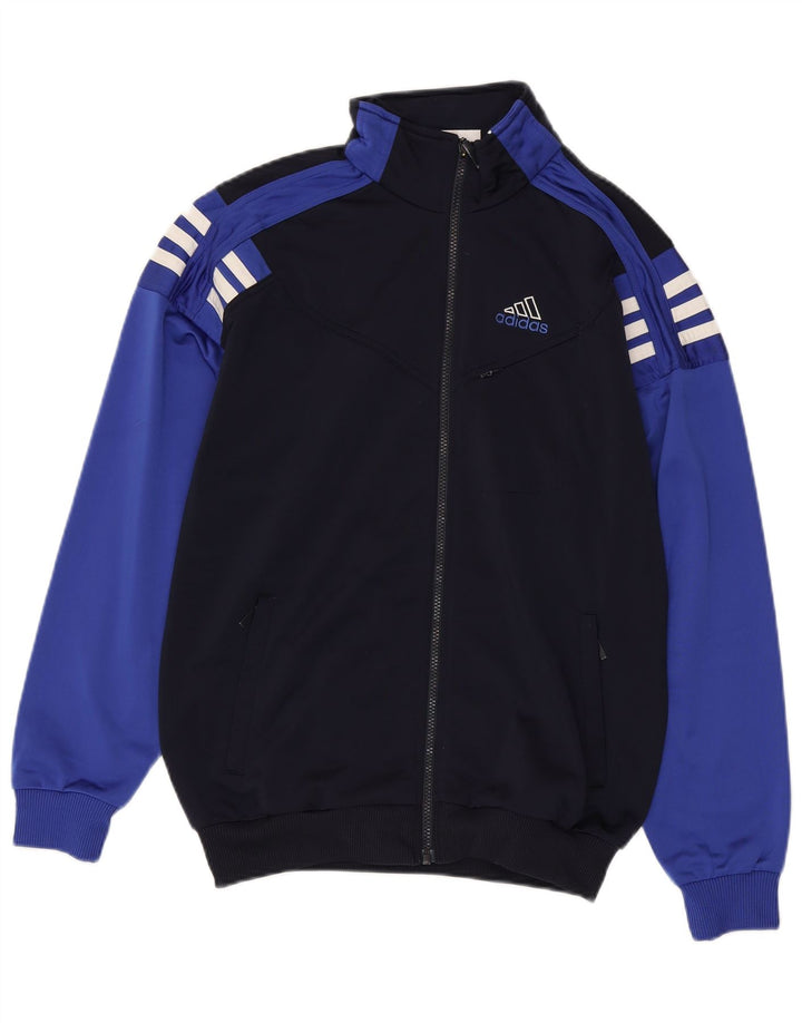 Adidas Boys Tracksuit Top Jacket 15-16 Years Navy Blue Colourblock