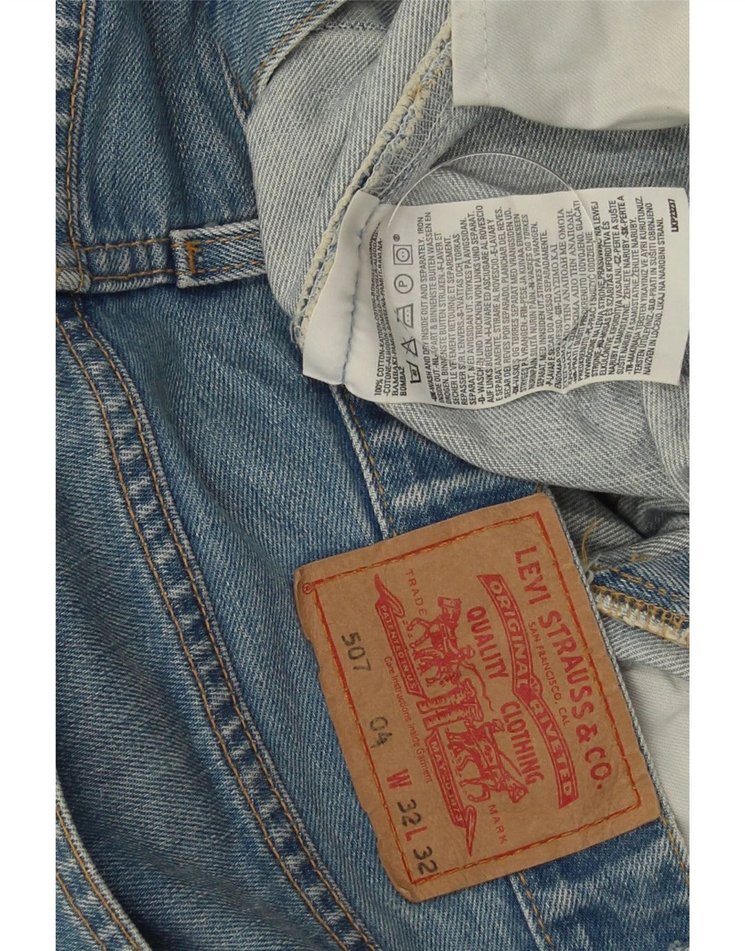 LEVI'S Mens 507 Bootcut Jeans W32 L32 Blue Cotton