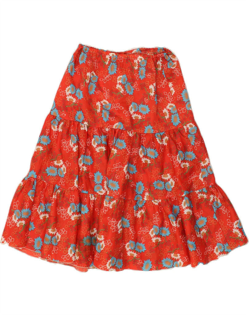 VINTAGE Womens A-Line Skirt W26 Small Red Floral Vintage Vintage and Second-Hand Vintage from Messina Hembry 