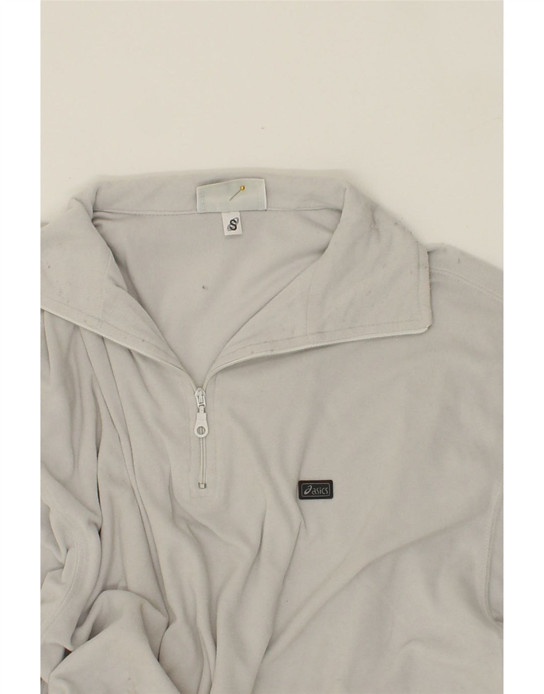 ASICS Mens Zip Neck Top Long Sleeve Small Grey Polyester Vintage Asics and Second-Hand Asics from Messina Hembry 