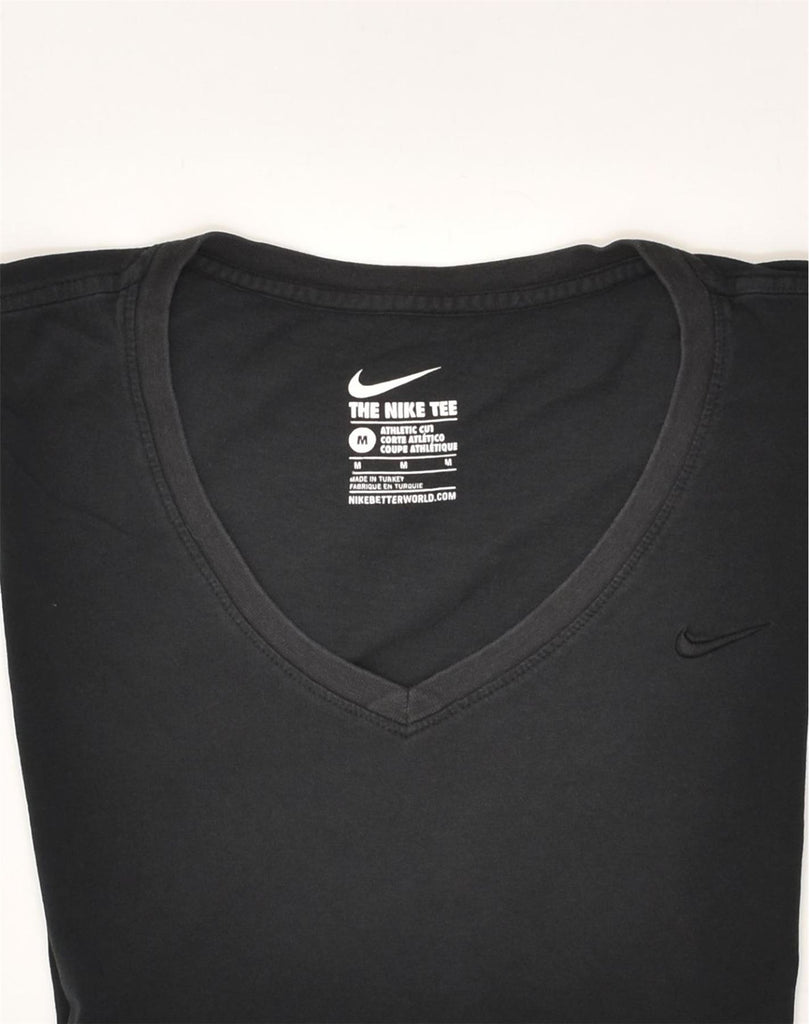 NIKE Womens Athletic Cut T-Shirt Top UK 12 Medium Black Cotton | Vintage Nike | Thrift | Second-Hand Nike | Used Clothing | Messina Hembry 